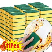 1pc Heavy-Duty Durable Scrubbing Sponge, Dual-Sided Kitchen Cleaning Sponge, Non-Scratch Dishwashing Sponge, Includes Soft Absorbent Sponge And Abrasive Scrubbing Pad, Suitable For Pots, Pans, Sinks, Dishes And Household Kitchen Cleaning - Random Styles - View 4