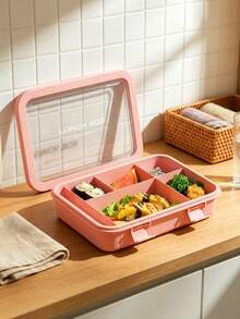 1pc Large Capacity Lunch Box With Utensils, Microwave And Dishwasher , Suitable For Kitchen, Picnic, Office Workers, Students And Travel - Multicolor - View 6