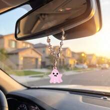 1pc Cute Halloween Ghost Alloy Painted Pendant Car Interior Rearview Mirror High-End Car Decoration Accessory - A - View 8