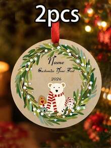Custom Christmas Ornament, Personalized Name And Text Holiday Hanging Decor, Festive Snowman Wreath Style, Customized Christmas Tree Ornament, Customizable Wall Hanging Keepsake, Christmas Home Decor, Holiday Gift 2026, Room Decor, Family Gift - Style B - View 28