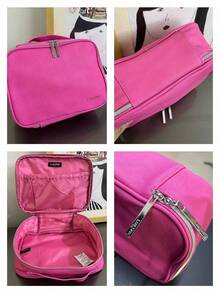 Lancôme Lancome Bright Pink Hand‑Carry Cosmetic Bag, Large Capacity Zipper Makeup Organizer With Brand Logo, Portable And Durable For Travel, Suitable For Personal Use And Gift Giving, LANCOME‑GIFT‑32 - Hot Pink - View 5
