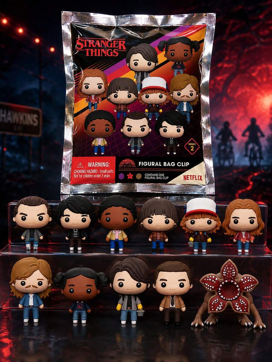 Stranger Things Official Licensed Blind Box 3D Character Pendant Bag Charm, Includes Eleven, Mike, Dustin, Lucas, Will, Max, Demogorgon And Other Anime Characters Keychain Backpack Decoration 1pc Netflix - Multicolor - View 1