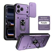 (Order & Follow Store To Get Free Lanyard) Military-Grade Shockproof Sliding Lens Protection Phone Case With Ring Stand + Hand Strap Phone Case / Compatible With Apple 18PROMAX/18PRO/17PROMAX/16promax Series Compatible With Samsung S26u Series Phone Case Compatible With Xiaomi 17 Series Compatible With Redmi Note15PRO Series Compatible With Honor 600 Series Compatible With Huawei Compatible With Google Compatible With Vivo Compatible With Motoedge70 60 50fusion/Compatible With Transsion - Purple - View 1