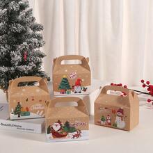 Creative Santa Claus & Reindeer Christmas Gift Box Design Packaging Box Christmas Decoration Christmas Party Gift Birthday Wedding Decor Christmas Gift Box Kraft Paper Box - Khaki - View 4