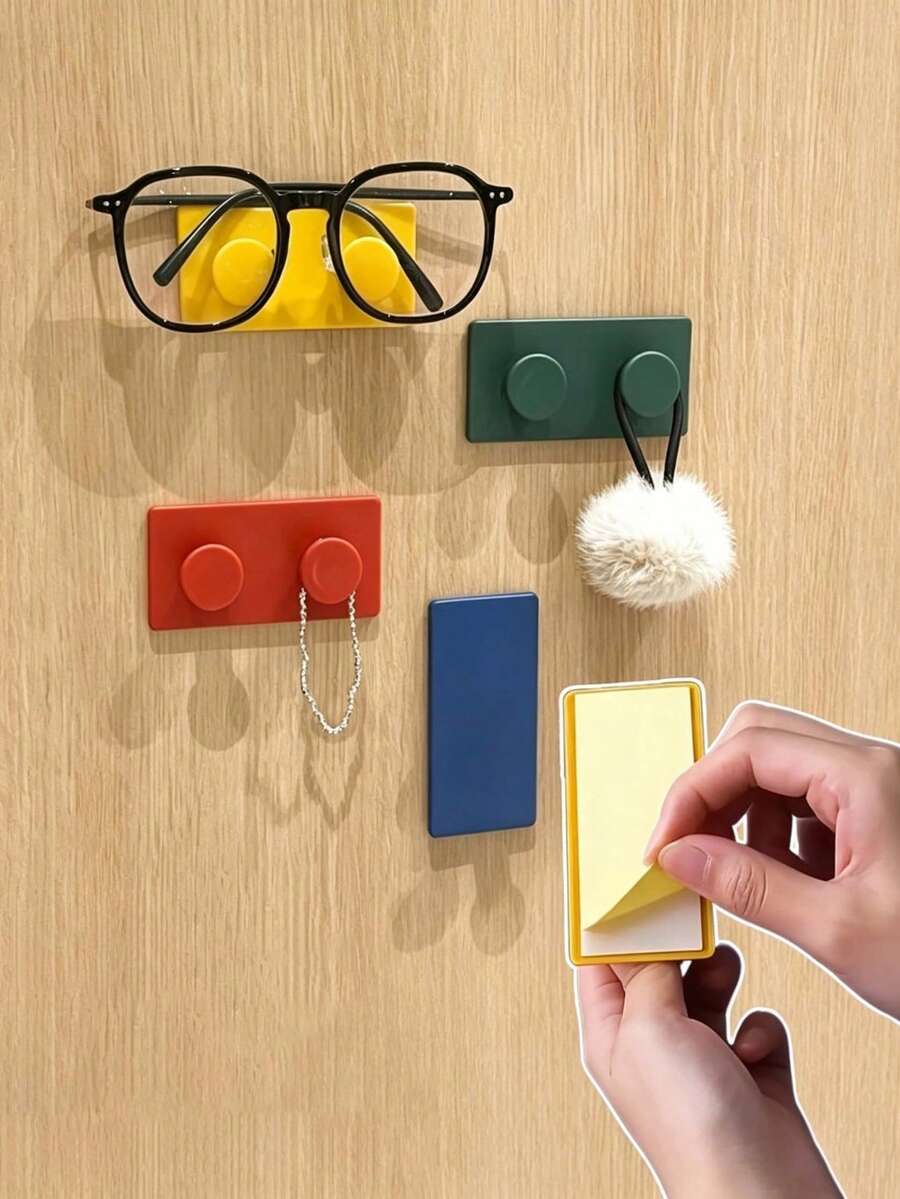 Home Wall Hooks, Building Block Style, Colorful Design, Strong Adhesive Backing, No-Drill Installation, Mark-Free And Aesthetic, High Load-Bearing And Stable Performance, Can Hang Coats, Scarves, Bags, Suitable For All Indoor Walls - View 1