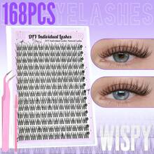 LIMEIKAI 14 Rows 168 Lashes, C-Curl/D-Curl Mixed-Length Natural Volume, DIY Self-Application Eyelash Extensions Suitable For Cluster & Individual Lash Applications - View 11