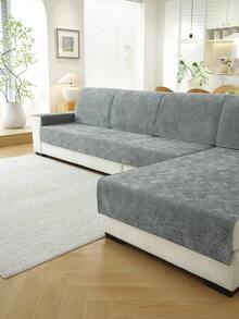 1 Stück Chenille strukturierter einfarbiger Sofakissenbezug, moderner minimalistischer Sofasitzbezug, universeller Sofabezug für alle Jahreszeiten, rutschfest, verschleißfest, reißfest, kratzfest gegen Katzen, pillingfrei, maschinenwaschbar, fleckenabweisend, staubdicht, haustierfreundlich, passend für 1-4 Personen L-förmiges Wohnzimmer, Schlafzimmer, Outdoor-Sofa Schutzbezug, vollständiger Sofaschutzbezug, Sofabezug, Couchbezug - Dunkelgrau - Übersicht 3