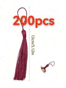 20/50/100/200pcs 13cm (5 Inch) Smooth Silk Thread Bookmarks With Tassels, 2 Inch Hanging Cord Rings And Small Chinese Knots, Suitable For Jewelry Making, Souvenirs, Bookmark Crafting, Handmade DIY Accessories - 13cm Wine Red - View 13
