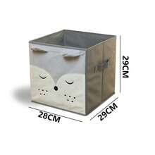 Cute Embroidered Animal Face Kids Storage Box, Foldable Fabric Grid Cabinet Organizer, Baby Toy Storage Basket - Multicolor - View 4