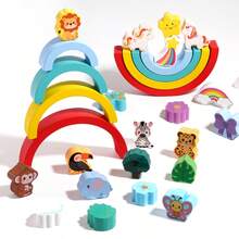 Rainbow Stacking Balance Blocks, Durable And Anti-Drop, Parent-Child Battle Game For Fine Motor Skills Development - Multicolor - View 5