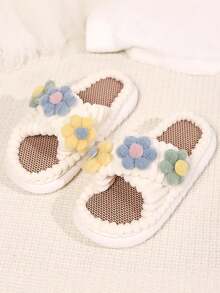 Women's Thermal Lined Warm Thermal Slippers For Home And Outdoor Wear, Autumn/Winter - White - View 3