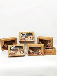 2pcs/5pcs/10pcs Brown Christmas Window Gift Boxes, Cute Snowman Penguin Santa Claus Boxes, Suitable For Holiday Snacks, Cookies And Candies, Perfect For Christmas Party Favors - View 7