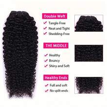 BINF Clip In Human Hair Extensions Kinky Curly, 120g Full Head Real Human Hair Clip Ins, Natural Black Curly Clip‑In Hair Extensions For Women, Easy To Wear For Daily & Party - Natural Black - View 4