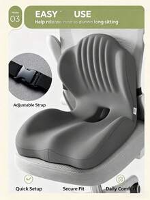 1pc 40cm*44cm*37cm Multicolor High Elasticity PU Foam Seat Cushion Backrest Integrated Pad, Suitable For Office, Student Dorm, Long Sitting, Daily Home Use, Minimalist Home Style High Elastic Memory Foam Curved Waist Support Pressure Relief Chair Cushion - View 4