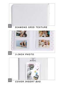 Album ảnh 64 ngăn 3 inch, bìa vân lưới kim cương, sách lưu trữ ảnh mini dạng túi cài cho thẻ Fujifilm Mini, sưu tập kỷ niệm du lịch và trưng bày hàng ngày - Xem 5