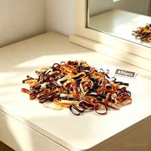 456 Pcs Mixed Brown Disposable Hair Ties, Simple Versatile Hair Bands, Non-Damaging Hair Accessories For Daily Ponytail - Mixed Coffee Color - View 4