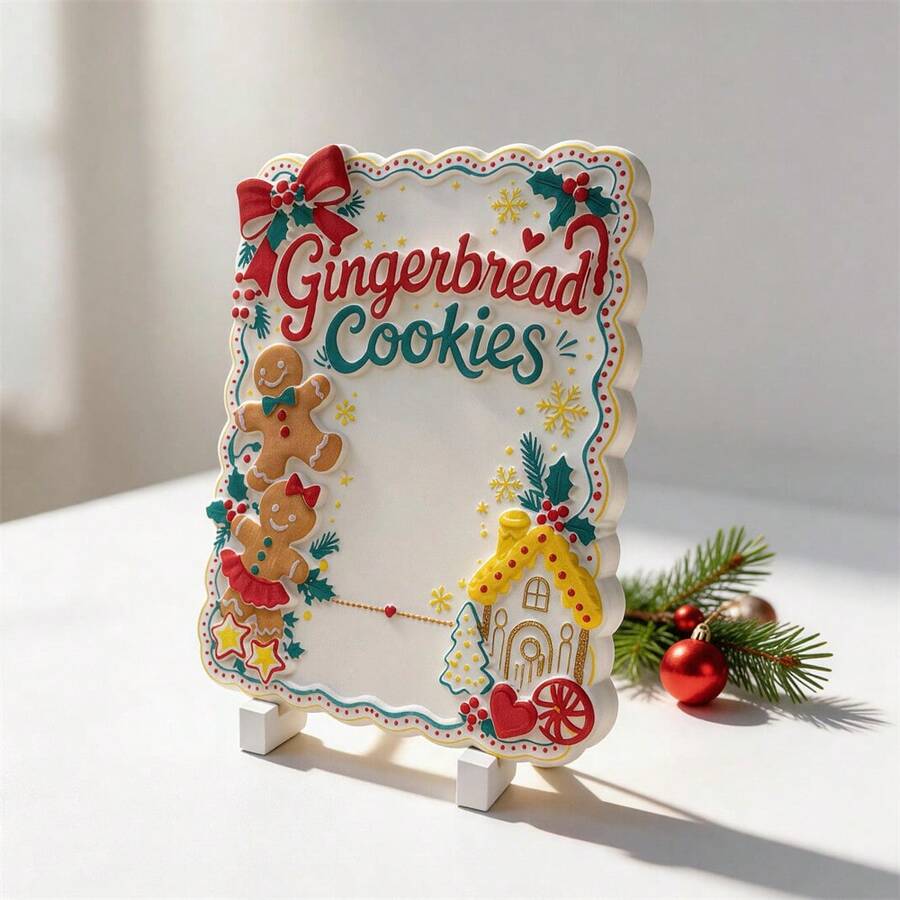 Christmas Gingerbread Cookies Recipe Silicone Mold Christmas Baking Sign Concrete Silicone Mould Recipe Board Resin Plaster Mold