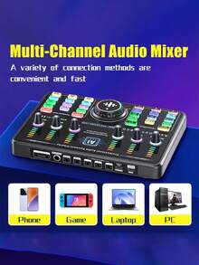Mixer Audio DJ Bluetooth Ganda AI Portabel, Baterai Lithium Terintegrasi dengan Daya Tahan Baterai Ultra Panjang 6 Jam, Kartu Suara Mini Isi Ulang untuk Pertunjukan Langsung, Antarmuka Audio yang Kompatibel untuk Smartphone dan Laptop, Cocok untuk Streaming Langsung, Rekaman Podcast, Karaoke, Pesta Rumah, Pertunjukan DJ VJ, dan Produksi Musik Profesional - Penyetel AI Cerdas - View 6