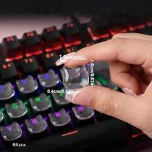 長爪用キーボード 隆起ステッカー 猫頭デザイン 64個入り 透明 可愛い猫の形 文字拡大 文字隠れなし 粘着式簡単貼付 ネイルアート 女性向けタイピング爪保護 ノート PC デスクトップ汎用 - 写真のように - チェックする 2
