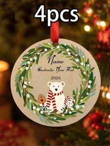 Custom Christmas Ornament, Personalized Name And Text Holiday Hanging Decor, Festive Snowman Wreath Style, Customized Christmas Tree Ornament, Customizable Wall Hanging Keepsake, Christmas Home Decor, Holiday Gift 2026, Room Decor, Family Gift - Style B - View 14