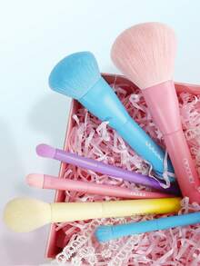 docolor 6pcs Colorful Cute Makeup Brushes Set, Portable Travel Kit With Hanging Packaging, Soft Synthetic Bristles, All-In-One Face Makeup Tools For Foundation Highlighter Contour Blush Powder Eyeshadow, Travel Essential Gentle On Skin - Multicolor - View 8