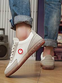 Sepatu Skate Pria, Bagian Atas PU yang Nyaman dengan Sol Anti Selip Empuk, Cocok untuk Pemakaian Sehari-hari, Bepergian, Latihan, dan Lainnya - Putih - View 10