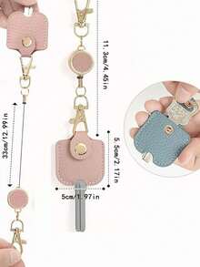 1pc Retractable PU Leather Keychain Protective Cover, Creative Key Ring Decorative Accessory, Bag Charm, Suitable For Friends, Family, Valentine's Day Gift, Birthday Gift, Holiday Gift, Party Favor - Multicolor - View 6