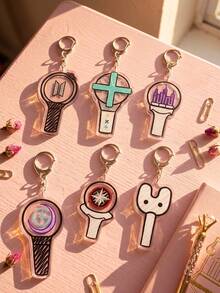 1Pc/6Pcs K-Pop Lightsticks Themed Acrylic Keychains, Featuring Classic Lightstick Design, Fashionable Bag Charm, Suitable For Back To School, Gift For K-Pop Fans, Exquisite Collection, All Seasons - Multicolor - View 3