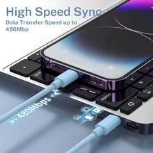 Tzlrxl USB-C 轉 Lightning 快充傳輸線，多色軟質耐用，高速數據傳輸 - 黃色 - 查看 6