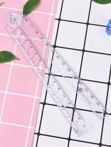 2/1 Creative Drawing Measuring Acrylic Transparent Folding Ruler, Transparent Design, Minimalist Style, Foldable Storage, Convenient To Carry, Back To School Essentials - / - View 7