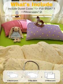 Macaron Colorful Polka Dot Bedding Set, Soft Crinkled Texture, Mix And Match Bedroom, Includes 1 Duvet Cover, 1 Bed Sheet, 2 Pillowcases, Duvet Insert And Pillow Insert Not Included - Green - View 5