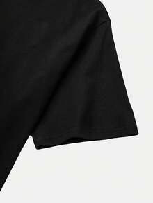 Women's Clothing, Soft Round Neck Short-Sleeved T-Shirt With Graphic Print For Spring And Summer - Black - View 3