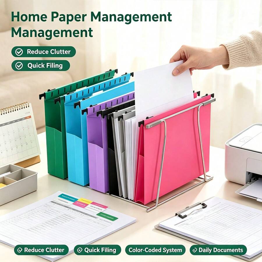 Heavy-Duty Hanging File Folder, 2-Inch Expansion, Reinforced Polypropylene Material, Multiple Colors Available, Suitable For Holidays, Medical Records, School Archives, Office Organization, Perfectly Fits Paper Size - A - View 1