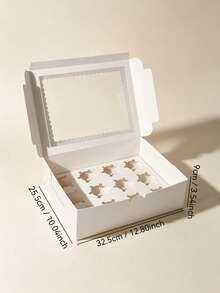 8/4/3pcs/1PC Paper Candy & Cookie Box With Window, 12-Cup Muffin Box, Large Candy & Cookie Box, Suitable For Birthday, Wedding, Valentine's Day Gift Packaging - White - View 5