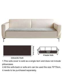 SANMOSPIN 1pc Solid Color Waterproof Sofa Cover, Non-Slip, Pet-Friendly, Simple Style, Non-Sticky, Suitable For Bedroom, Living Room, Office Home Decor, Fits Single, Loveseat, 3-Seater, 4-Seater And Sectional Sofas - Multicolor - View 53