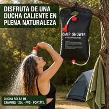 Portable 20L Solar Camping Shower Bag, Foldable Black PVC Shower With Shower Head And Hose, 5 Gallon Capacity For Hiking And Outdoor Use - Black - View 1