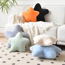 Star Shaped Plush Throw Pillow, Decorative Cushion For Bed And Sofa, Soft Faux Rabbit Fur Star Mat Pillow, Bedroom Living Room Sofa Room Decor Pillow - Black - View 7