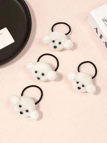 4pcs Cute Puppy Hair Ties Soft Sweet Hair Accessories, Children's Hair Accessories - Multicolor - View 4