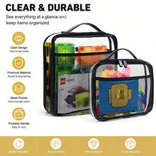 2 Packs Large Clear Toy Storage Bags, Reusable PVC Toy Organizer Bags With Zipper, Portable Storage For Building Blocks, Board Games, Puzzles And Kids Toys, Home & Travel - View 8