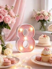 1pc 16cm/6.3in Pink Letter Light, Battery Powered LED Letter Light, Number Light Board, Suitable For Children's Room Decoration, Wedding, Birthday Party Decoration Light, Home And Room Decoration Letter Light, Christmas Halloween Decoration Letter Light - Pink - View 19