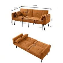 Best Choice Products Upholstered Futon Sofa Bed,Comfy Modular Foldable Sleeper Sofa 68″Fabric Couch Sleeper For Home,Dorm, Bonus Room, Compact Spaces. - Orange - View 2