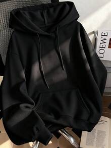 Autumn Women's Hoodie With Praying Hands Print And Cross Pendant Chain Design On Back - Black - View 4