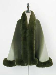 1 buah Jubah Luar Bulu Lembut Kancing Mutiara Gradien Warna Solid Musim Dingin - MultiWarna - View 8
