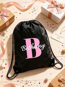 Personalized Drawstring Sports Backpack With Lightweight Drawstring Bag,Custom Your Name,Unisex, Ideal For Outdoor Sports,Leisure Travel,Daily Fitness - Multicolor - View 5