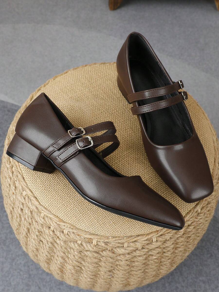Women's 3cm Cloth Covered Heel Fashionable Versatile White Mary Jane Pumps, Suitable For All Seasons