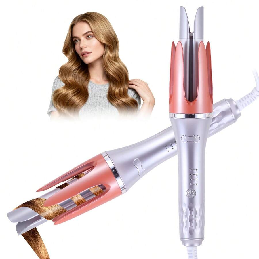 Hatteker 1pc Automatic Rotating Curling Iron, Home Use Large Wave Negative Ion Hair Curler, Electric Heating Curling Wand - UK Plug(220-240V) - View 1