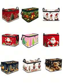 Christmas Tree Print Storage Box With Zipper And Handle, Christmas Decoration Organizer Storage Container, Suitable For Home, Closet, Bedroom Decoration - Multicolor - View 11