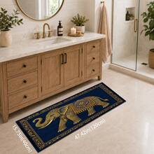 1pc Elephant Pattern Printed Faux Cashmere Kitchen Mat, Absorbent Kitchen Floor Mat, Kitchen Rug, Long Runner Mat, Sink Front Mat, Suitable For Kitchen, Bathroom, Entryway, Hallway, Laundry Room And Home Decor - Multicolor - View 13