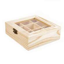 9 Compartments Storage Box Organizer Wooden Sugar Bag Container Wooden Tea Bag Jewelry Accessories Organizer Brooch Organizer - As Picture - View 7
