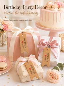 200pcs Handmade Style Gift Tags Rustic Vintage Hang Tags Labels With String For Wedding Birthday Holiday Party Gift Wrapping Packaging Crafts - Multicolor - View 3